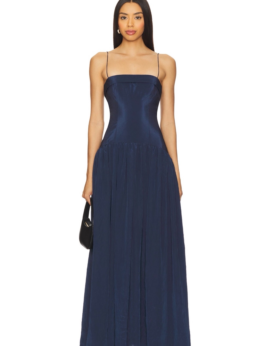 Lovers + Friends Navy Satin Spaghetti Strap Maxi Dress
